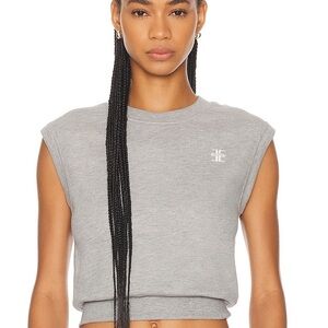 Eterne Sleeveless Crewneck Cropped Sweatshirt Style Muscle Tee Tank Top